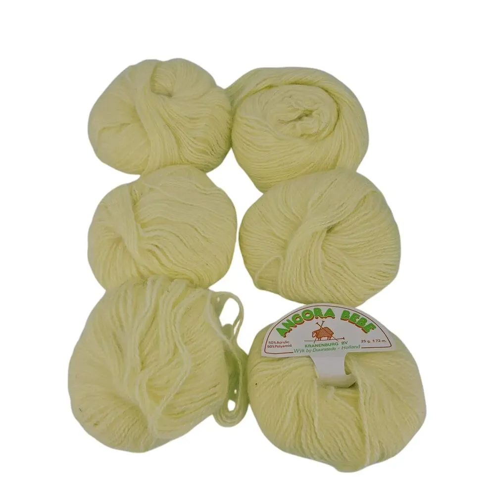 Lot 6 Vintage Kranenburg BV Angora Bebe yarn butter yellow DISCONTINUED 25g each
